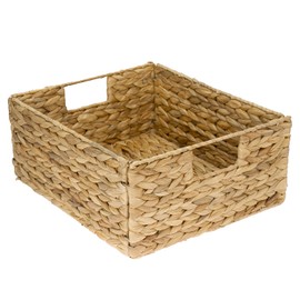 HMF Storage Basket, Woven Water Hyacinth Seagrass Basket, Set of 4, Suitable for Kallax Half Compartment, 30 x 34 x 15 cm