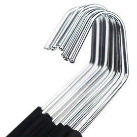 Huji Heavy Duty Open Ended Easy Slide Chrome Trouser Hangers Organizers (20 Open Ended Easy Slide Hangers)