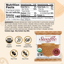 Gluten Free Certified Organic Stroopwafels by Swoffle - Caramel Filled | 4 Individually Wrapped, 1.16oz Wafers | non-GMO, Wheat Free, Kosher, Soy Free, No Dairy, and Nut Free!