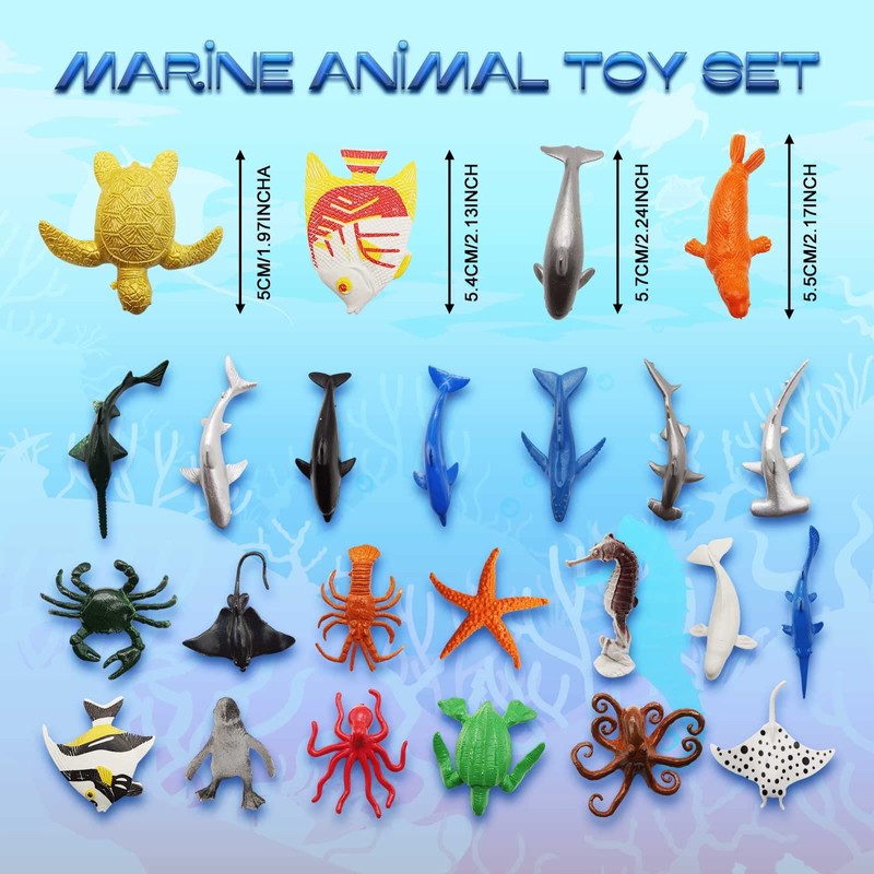 BLMHTWO 24 PCS Ocean Animals Figures,Sea Animals Toys Plastic Sea