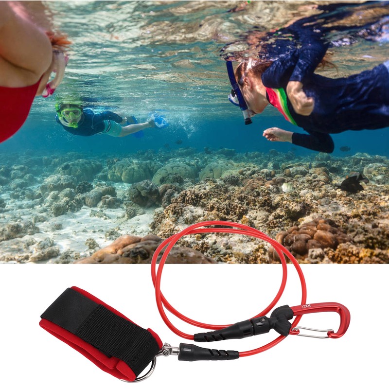 Freediving Lanyard Leash Diving Safety Rope Cable with Wristband Carabiner