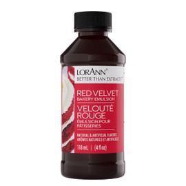 LorAnn Oils Red Velvet Bakery Emulsion: True Essence, Ideal for Boosting Fruit Tones in Cakes, Cookies & Desserts, Gluten-Free, Keto-Friendly, Extract Substitute Essential for Your Kitchen, 4 Oz