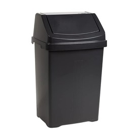 Set of 2-8L Swing Bin Midnight Grey/Dark Grey High Grade Flip Top Waste bin With 42L Black Heavy Duty Plaster Mixing Cement Muck Water Tub/Bucket With Rope Handles