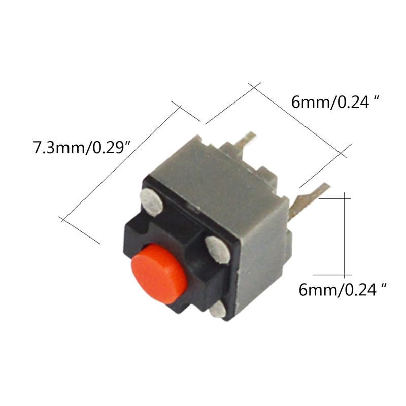 5 Pcs Mute Button 6x6x7.3mm Square Switch Silent Switch Button