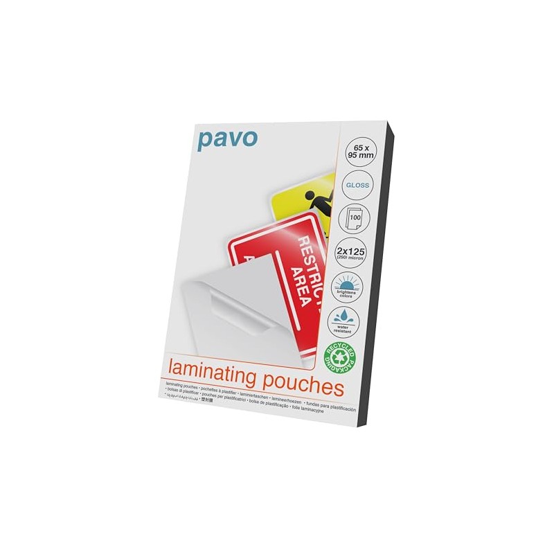 PAVO Premium 250 Micron Office 65 x 95mm Laminating Pouches