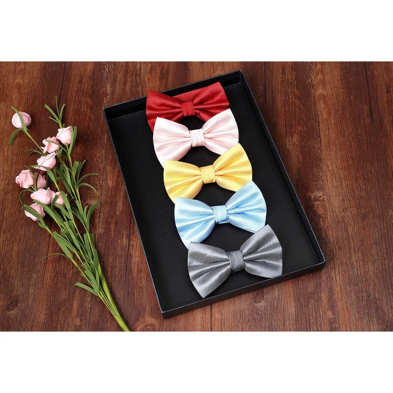 HISDERN Men's Solid Colour Pre-tied Bow Tie Adjustable Tuxedo Bowtie