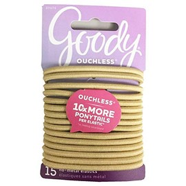Goody Ouchless Braided Elastics, 4 mm, Blonde, 15 Count