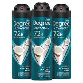 Degree Men Advanced Antiperspirant Deodorant Dry Spray Coconut Rush 3 Count 72-Hour Sweat and Odor Protection​ Deodorant for Men With MotionSense Technology 3.8 oz