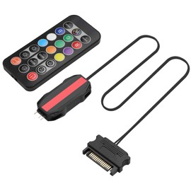 ELFJMZP ARGB LED Controller with IR Remote, SATA Powered, 5V 3-Pin, 50cm Cable, Black Mini PC Lighting Controller