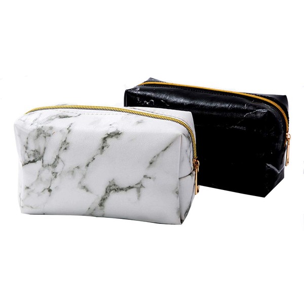 Set of 2 Marble Makeup Pouch, Wallet, Marble Texture Storage Bag, Travel Bag Made of White Marble, Beauty Travel Cosmetic Bag, Marble Pattern Toiletry Bag, Marble Cosmetic Makeup Bag