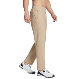 baleaf MMen's Golf Pants Stretch Quick Dry Lightweight Travel Hiking Workout Pant Zipper Pockets Khaki S