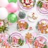 Avezano 96 pcs Gingerbread Party Decorations Pink Christmas Party Decorations