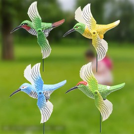 FENELY Hummingbird Garden Pinwheels Whirligigs Wind Spinner Kids Toys Windmill Decor Stakes, Durable Garden Ornaments Outdoor Decorations for Patio Lawn Yard