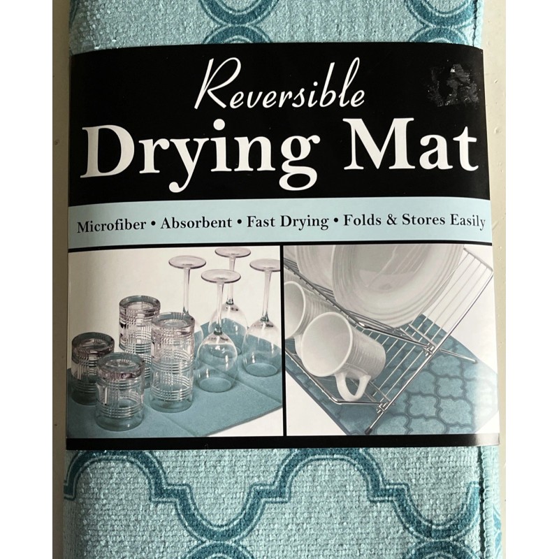 Ritz Trellis Print Reversible Mat Fast Drying Aqua Blue Folds