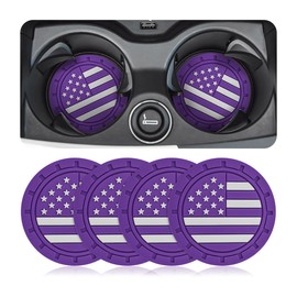 AUCELI 4 Pack Car Cup Holder Coasters, Colored American Flag US Flag Insert Car Cup Coaster, 2.75 Inch Anti Slip Shockproof Embedded Drink Mat, Vehicle Interior Decor Accessories