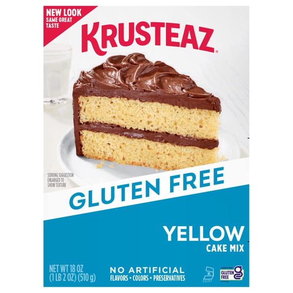 Krusteaz Gluten Free Yellow Cake Mix, No Artificial Flavors, Colors, or Preservatives, 18 oz Boxes (Pack of 8)