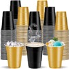 cssopenss 120 pcs 16 oz black and gold plastic cups