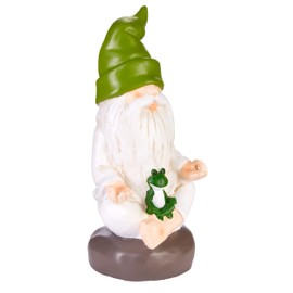 BRUBAKER Garden Gnome Meditates with Frog - Yoga Gnome Cross-legged Meditation Sukhasana - Funny Weatherproof Zen Decoration for Outdoor Garden and Camping - 7.5 inches