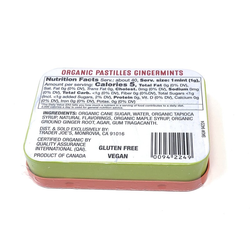 Gingermints USDA Organic Pastilles Gluten-free Vegan Total 6 Packs