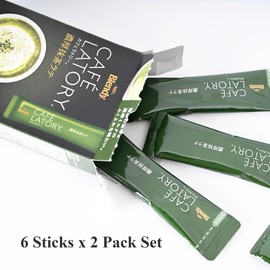 Blendy-Beverage Cafe Latory Matcha Latte - Milky Latte Sticks, Rich Taste, Creamy Caffeinated Latte, Home Cafe, Green Tea Matcha Powder, Instant Latte, | 6 Sticks x 2 Pack