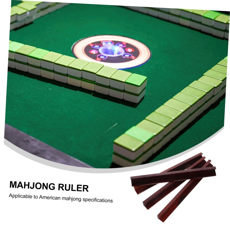 Totority 4Pcs Wooden Mahjong Push Tile Ruler Precision Crafted Game