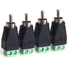 MOBOREST RCA Cable Audio Adapter, Phono RCA Male Plug to AV Screw Terminal Audio/Video Speaker Wire connectors Solderless Adapter (Solder Free RCA Male-4pack)