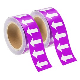 MECCANIXITY Directional Pipe Flow Arrow Adhesive Tape Pipeline Arrow Stickers 2 Inch x 65 Ft Pipe Identification Marking Labels for Pipe Flow Markers, White on Purple Pack of 2