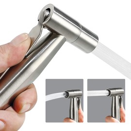 BARROCK 2 Pack Bidet Sprayer Head Stainless Steel Handheld Shattaf Jet Spray Attachment for Toilet, Baby Cloth Diaper Sprayer with Adjustable Water Pressure Control, Brushed Nickel
