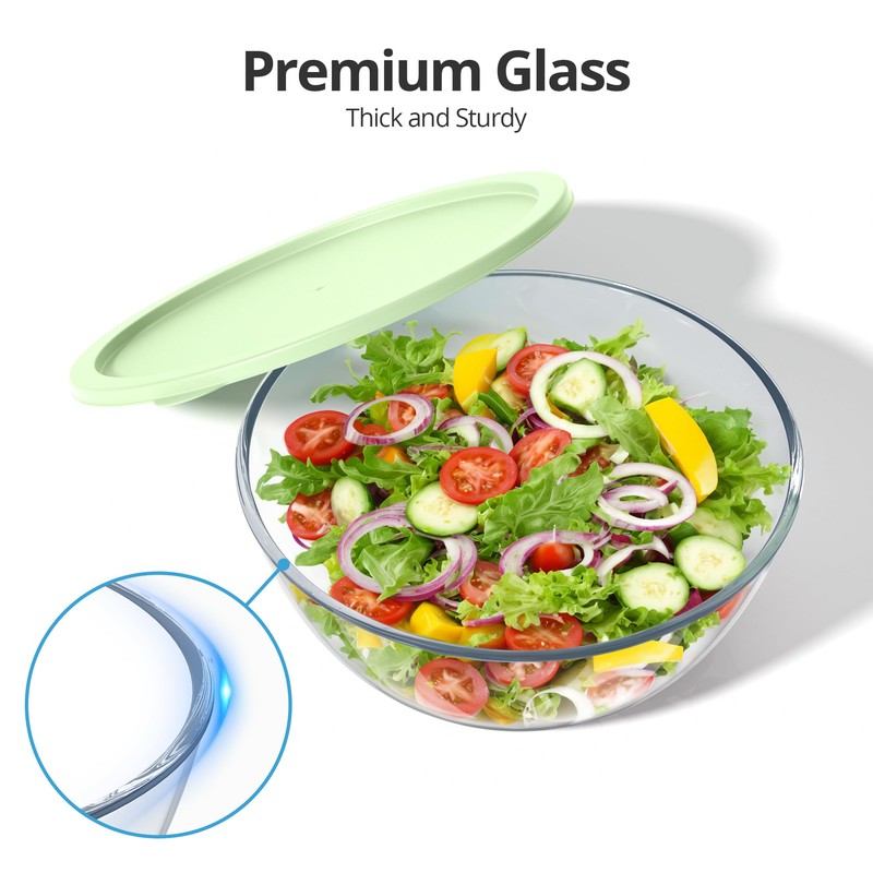 Quald Extra Large Glass Mixing Bowls Clear Glass Salad Cooking