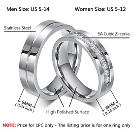 SWOPAN Couple Ring for Him and Her Stainless Steel Matching Promise Ring Princess Cut Bridal Wedding Band Engagement Ring Cubic Zirconia CZ Ring for Women Men Lover Bridal Jewelry Gift, Men Size 10.5
