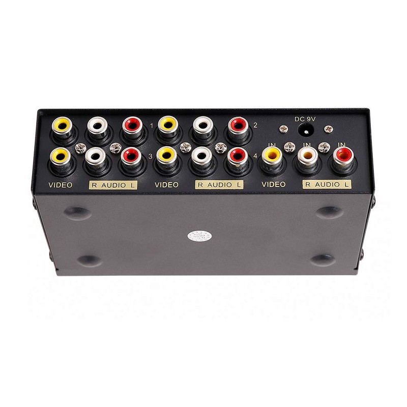 DTECH Powered 4 Way 3 RCA Splitter Box 1 in
