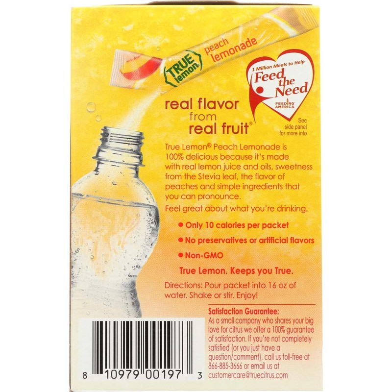 True Lemon Lemonade Stick Pack, Peach, 10 Count (Pack of