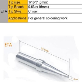 Welding Soldering Tips for ET Soldering Iron, ETS ETA ETB ETT ETD Replacement for Weller WES51 WESD51 WE1010NA PES51 Soldering Iron Handle Tip Welding Pen Nozzle Soldering Iron Set (5 Pieces Tip Set)