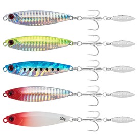 Dr.Fish 5 Pack Metal Jigging Spoon Saltwater Fishing Spoons Lures Striper Lures Casting Spoons Vertical Diamond Freshwater Surf Fishing Lures Bass Mackerel Halibut 1/2oz