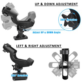 Fishing Boat Rods Holder with Large Clamp Opening Adjustable 360 Degree Power Lock Fishing Pole Rod Racks Folding Holder