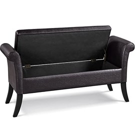 Topeakmart Foldable Storage Benches with Seating Ottoman Clothes Storage Bin Foot Rest Stool with Pine Wood Legs