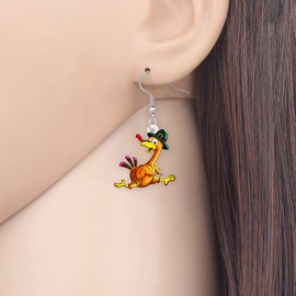 NEWEI Acrylic Thanksgiving Anime Turkey Chicken Earrings For Women Girls Fashion Charm Jewelry Gifts, Acrylic