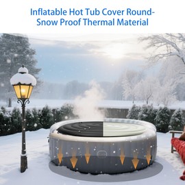 𝐔𝐩𝐠𝐫𝐚𝐝𝐞𝐝 Inflatable Hot Tub Cover Round- for All Coleman Salu-spas Intex Hot Tub Covers | Energy Efficient and No Leakage | Rain-Proof & Snow-Proof | Insert Insulated Hot Tub Lid Accesories