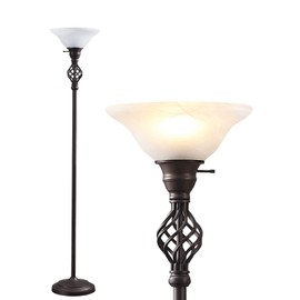 GyroVu Victorian Floor Lamp with White Swirl Glass Shade, Standing Lamp for Living Room 72-Inch Tall Floor Lamp Pole Light for Living Room Bed Room,Bulb Included