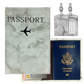 Belligern Passport Wallet,Travel Essential Mens Passport Holder PU Leather Passport Holders for Men with Card Slot & Elastic Strap for Men&Women Travel Accessories with Luggage Tag(Grey)