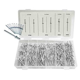 Blind Rivets 320 Pcs. Assorted Aluminium/Steel Pop Rivets with a Flat Round Head
