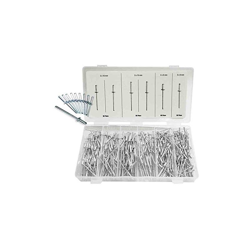 Blind Rivets 320 Pcs. Assorted Aluminium/Steel Pop Rivets with a