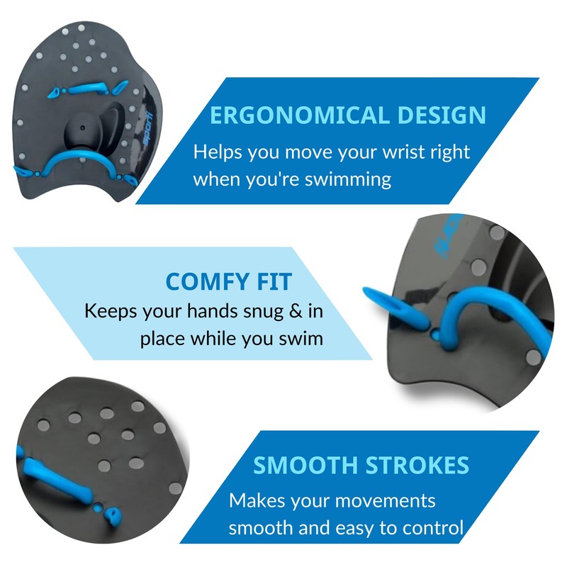 Sporti Power Swim Paddles - Swimming Training Hand Paddles -