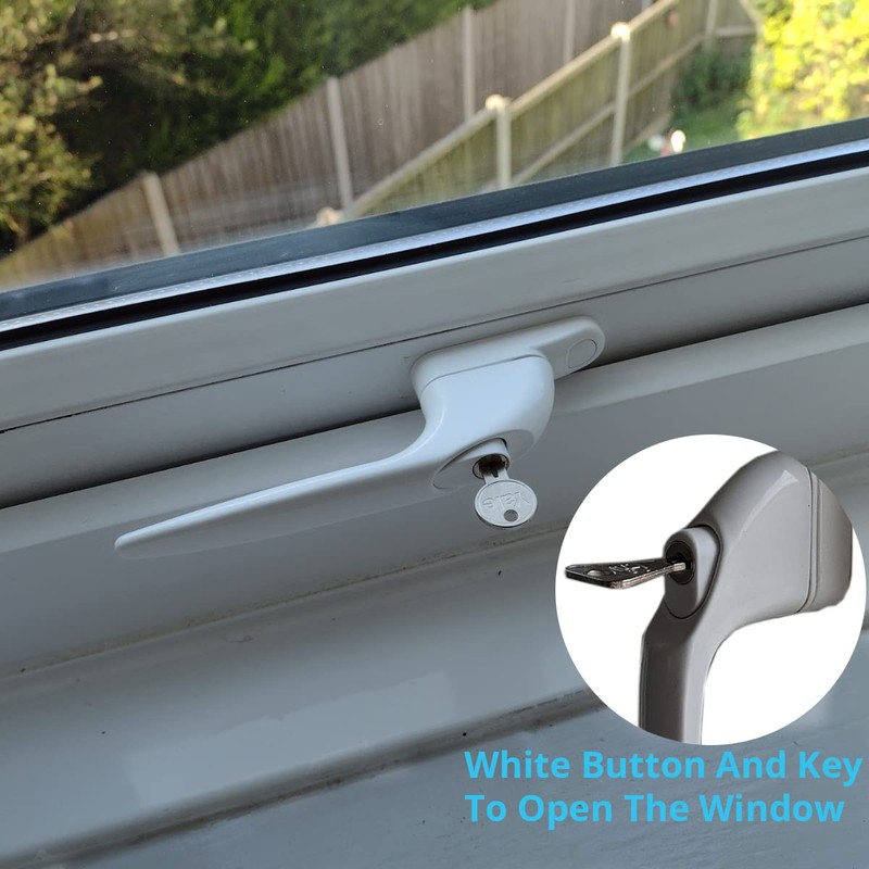 WODSTA UPVC Window Handle 2PCS Lockable Window Handle Aluminum White