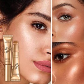 BARVENA Liquid Highlighter Wand，Liquid Highlighter Makeup Wand For Luminous, Glowing Skin, Buildable Formula, Vegan & Cruelty-Free Highlighter stick (Bare Rosé)