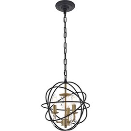Living District Wallace 3 Light Matte Black and Brass Pendant
