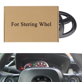 Steeri- ng Whe- el Emblem Overlay Universal Fit for Toyota Tacoma Tundra 4Runner Camry Rav4 Corolla Highlander Accessories with Strong Adhesive 052701 Matte Black 1Pc