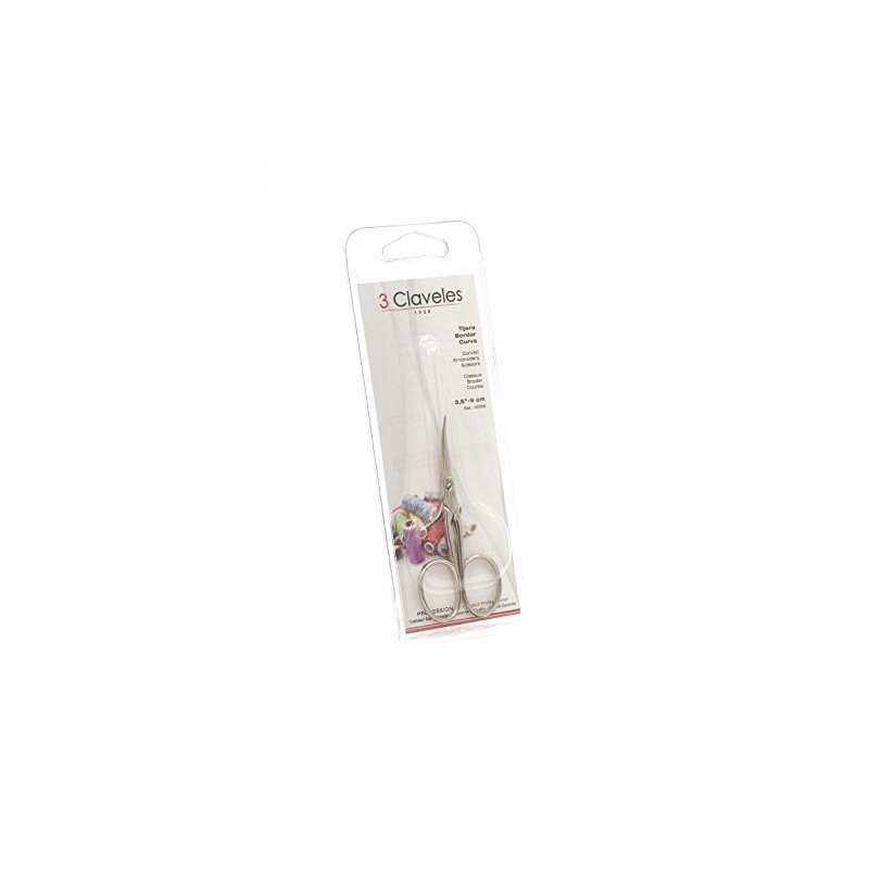3 Carnations, Silver, 9 cm (3.5") Curved Embroidery Scissors 3.5",