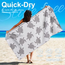 Microfiber Lightweight Thin Beach Towel Compact Sandproof Clearance Towels Quick Dry Sand Free Swim Pool Camping Blanket Travel Essentials Accessories Vacation Women Men Adults Little Gray Turtle