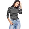Striped Turtleneck Women Long Sleeve Fitted Underscrub Shirts Lightweight Pullover